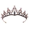 New Retro Rhinestone Bridal Headband Baroque Black Crown Pearl Inlaid Diamond Crown Tiara