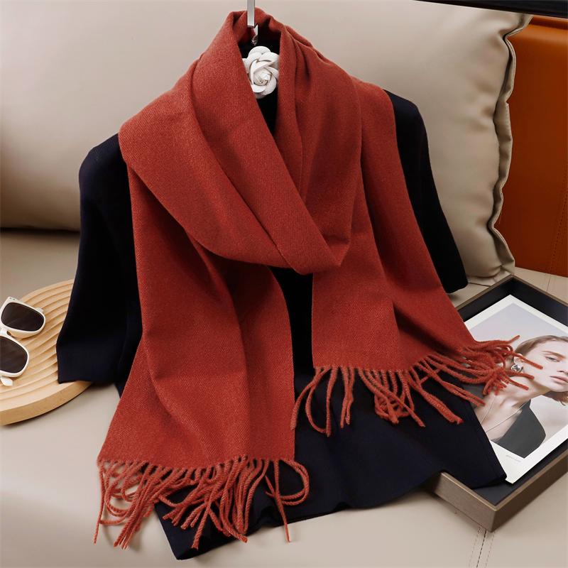 New Winer Warm Cashmere Scarf for Women Fashion Solid Thick Blanket Pashmina Shawl Wrap Female Bufanda Echarpe Foulard
