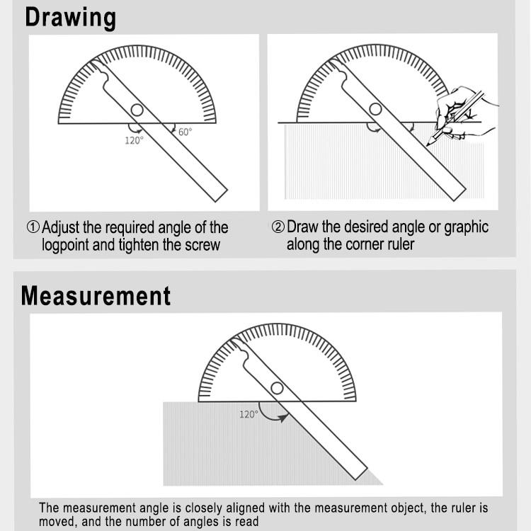 Нержавеющая сталь с круглой головкой 180 градусов транспортир угловой искатель вращающаяся измерительная линейка инструмент для машиниста 10 см линейка мастера