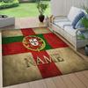 Custom Name Portugal National Football Team Flannel Pattern Square Carpet,Area Rug,Carpet Rug for Living Room Bedroom Sofa Playroom Decor,Non-slip Flo