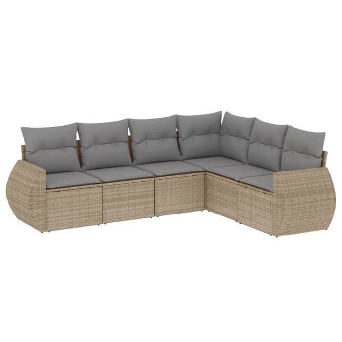 VidaXL Salon de Jardin avec Coussins 6 pcs, Canapés de Terrasse, Ensemble de Meubles de Patio, Mobilier d'Extérieur, Beige 3221408