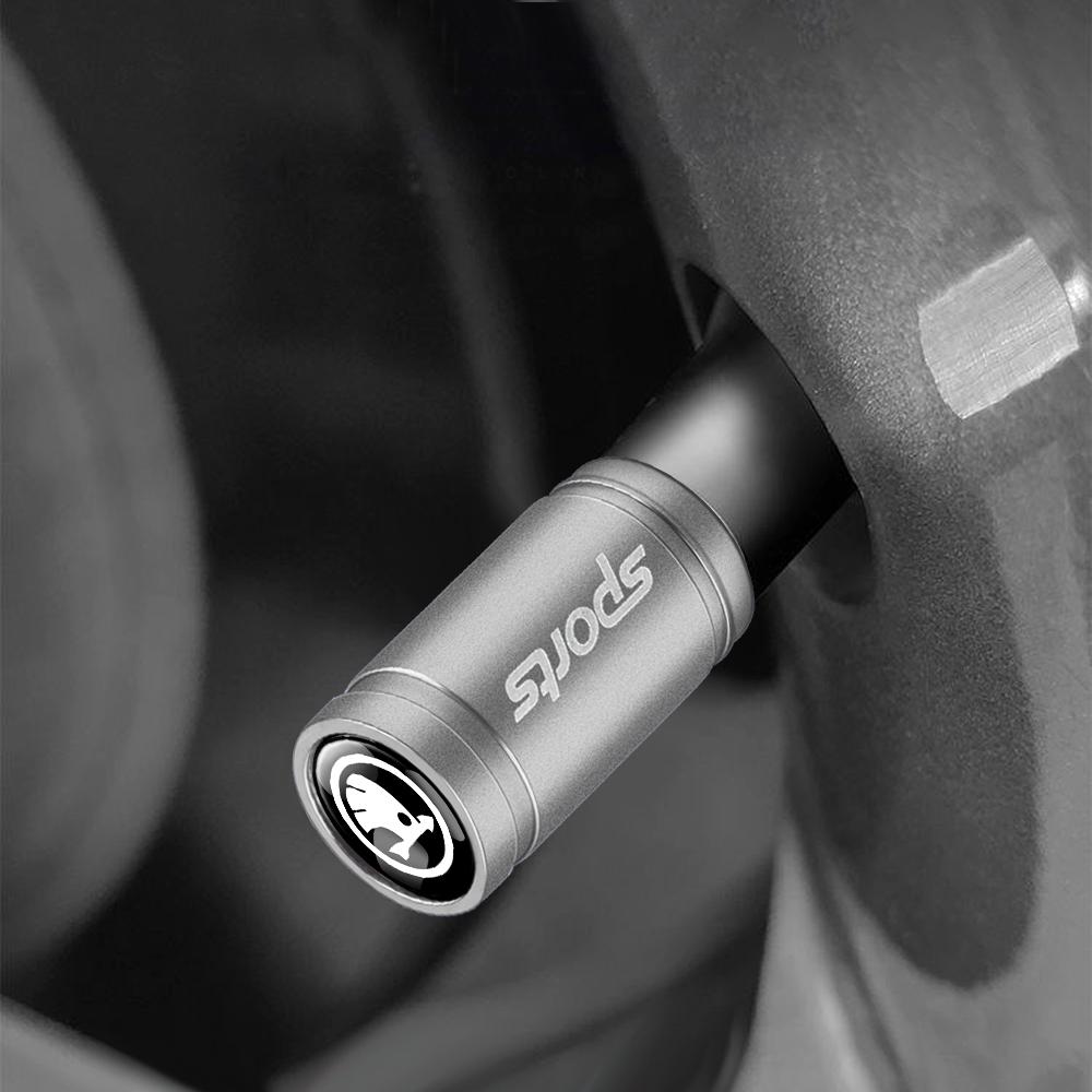 HLLQ9 Car Wheel Tire Valve Cap Tyre Rim Stem Cover Moto Truck For Skoda Octavia Fabia Rapid Yeti Superb A5 A7 VRS VII Auto Accessories