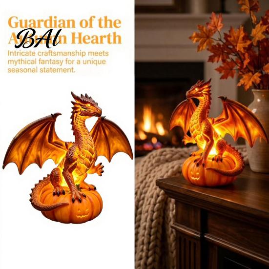 Decorative Light for Bedroom Dragon Solar Garden Light, Halloween Night Resin Gothic Pumpkin Creative Birthday Gift Friends Statue, Medieval