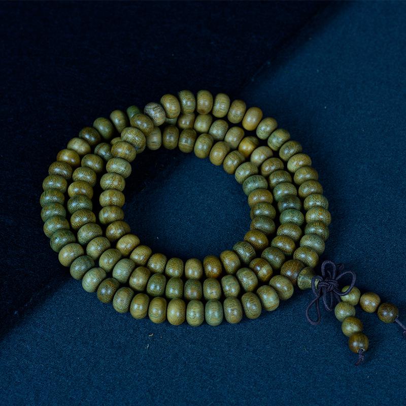 Браслет из 108 бусин из аргентинского зеленого сандала для мужчин и женщин - ручная работа, буддийская нить с прямым волокном.