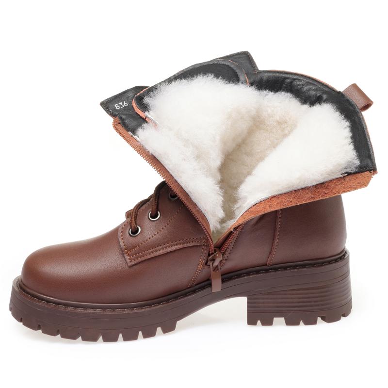 Winter Shoes Boots Women Large Size Non-slip Women's Snow Boots Genuine Leather Warm Women's Ankle Boots