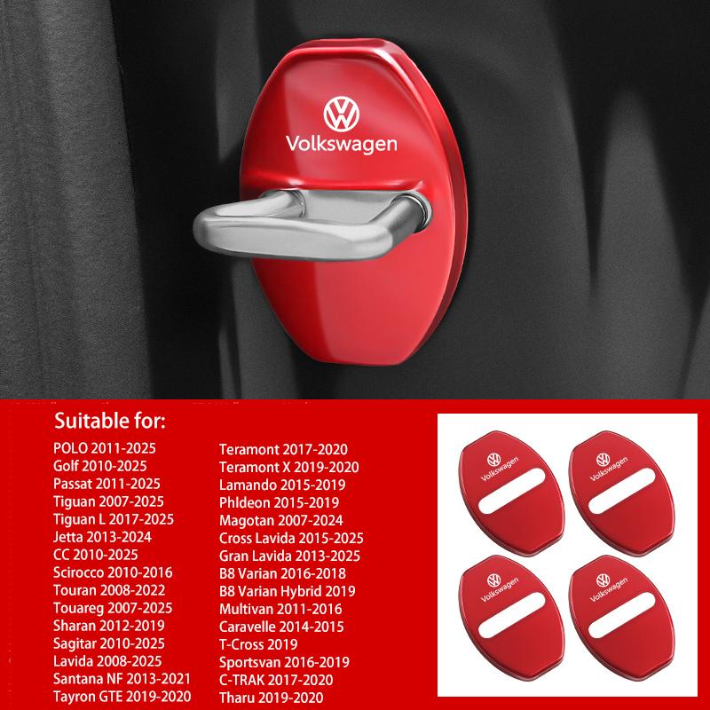 BFPQY1 4PCS Car Door Lock Cover Stickers Door Lock Cover Key Accessories For Volkswagen VW Golf Polo Jetta Passat Tiguan Touran Touareg