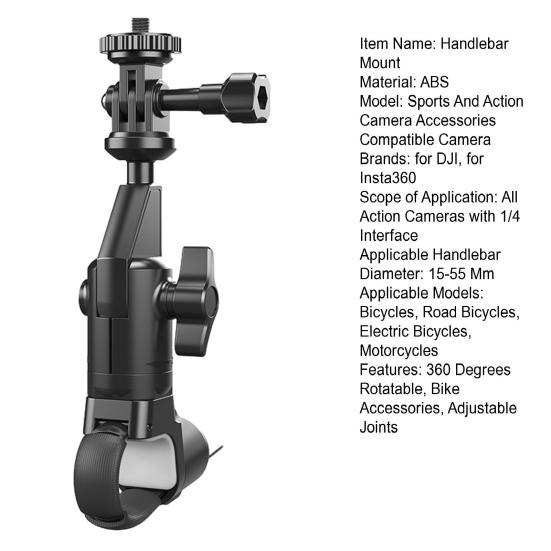 Bike Handlebar Action Camera Mount for Insta 360 X2 X3 X4 360 Degrees Rotatable Motorbike Bike Handle Grip Sports Camera Bracket