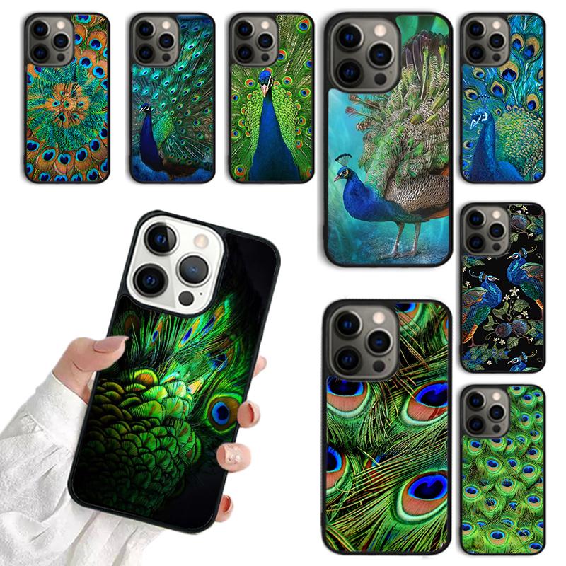 Bird Peacock Feather Phone Case For iPhone 17 Air 14 13 12 16Pro Max 15 Plus Max Cover Shell coque