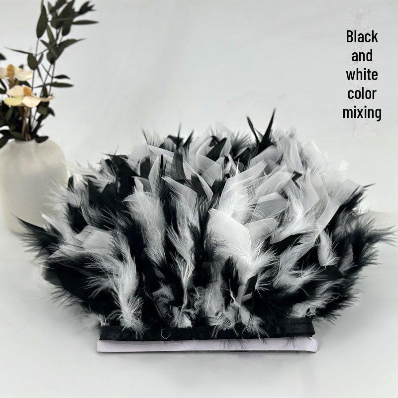 Red Lace Net Turkey Feather Strips for DIY Handmade Wedding Dance Costumes and Decorations