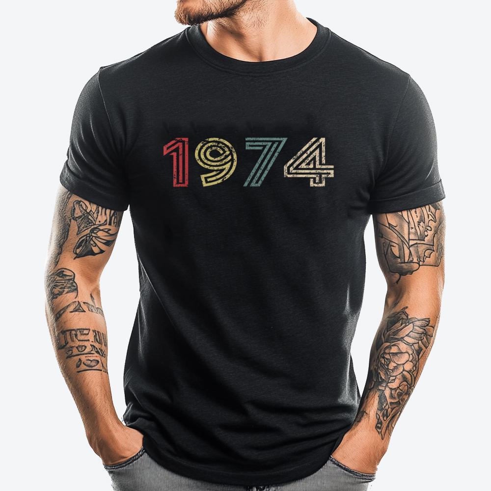 Vintage 1974 Cool 50 Year Old Bday Men Women 50th Birthday Wholesale Tshirts 100 Pcs Breathable Funny Gifts Design