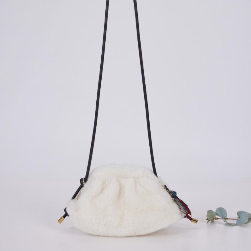 Lala Fur Clutch Crossbody Bag Ivory Lala2f140