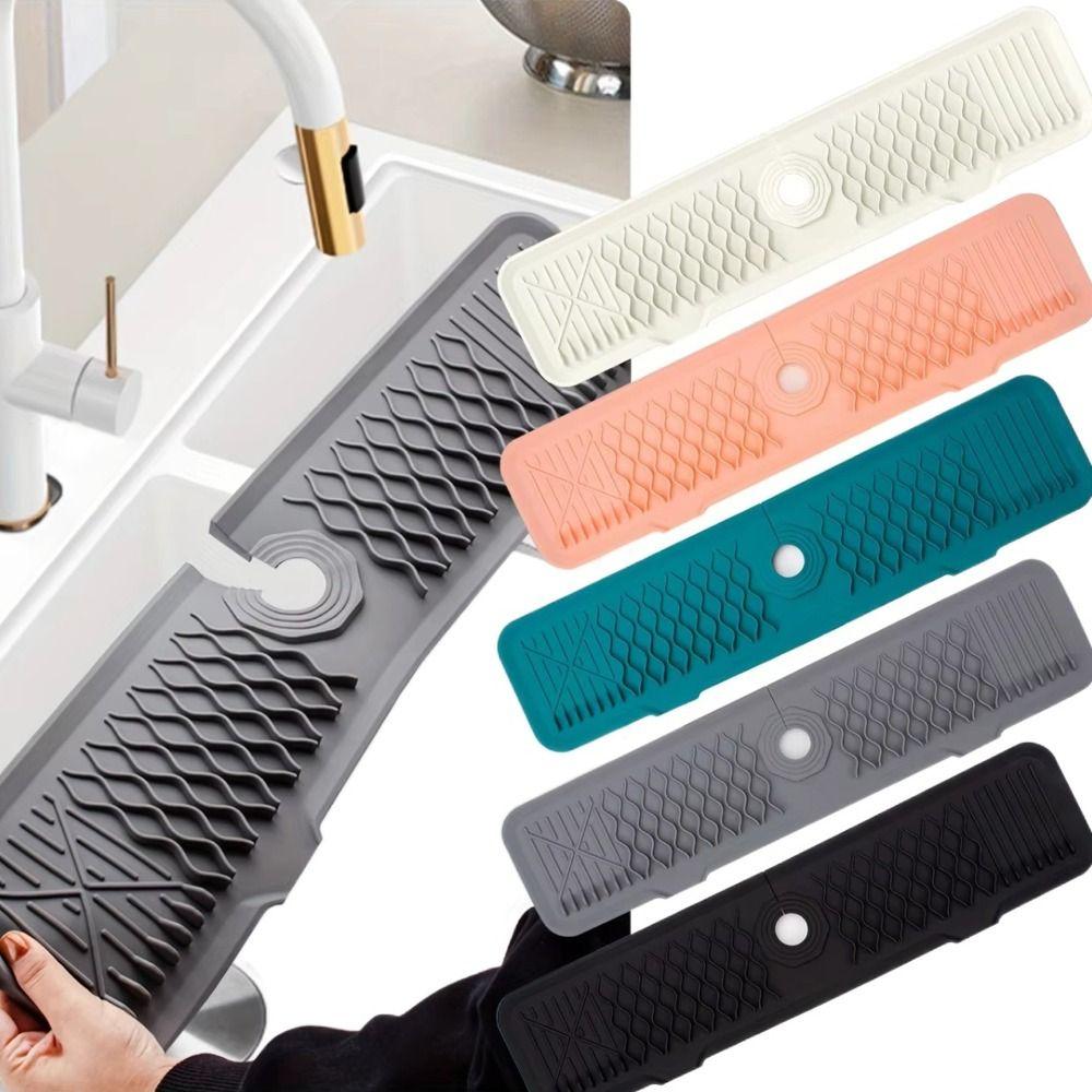 Adjustable Faucet Splash Guard Mat Silicone Drying Mat New Sink Draining Pad