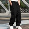 Мужские брюки-карго весна-осень с несколькими карманами, эластичный пояс, прямые спортивные брюки, эластичные брюки, однотонные, свободные, уличный стиль, для бега