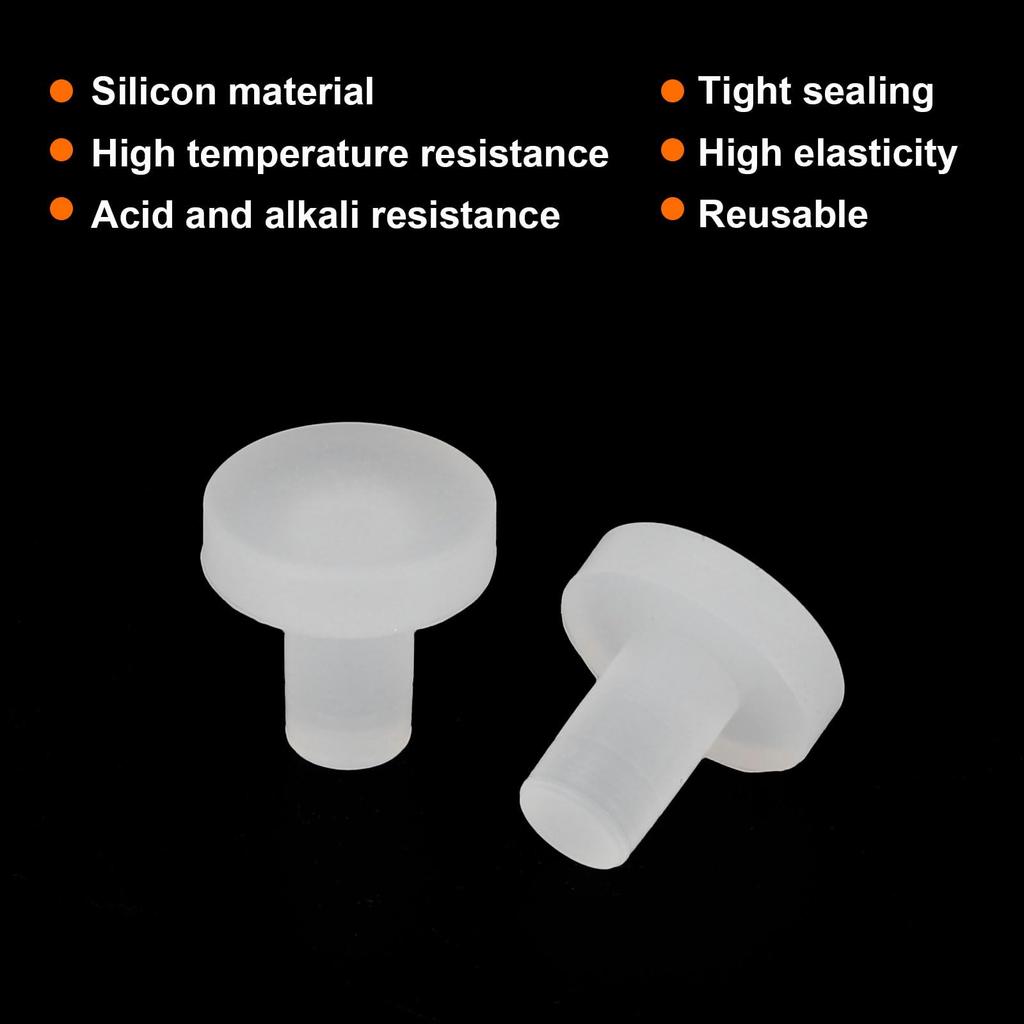uxcell High Temperature Resistant Silicone Plug Mount Diameter 4mm/0.16" T-Shaped Solid Rubber Stopper Hole