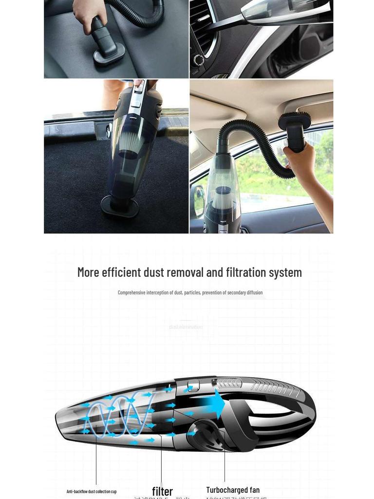 High-Power 120W Wireless Handheld Vacuum Cleaner for Car & Home - Rechargeable, Dry/Wet Large Suction