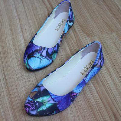 Женские летние туфли на плоской подошве, туфли больших размеров с принтом бабочки