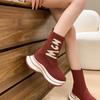 Женские ботильоны на платформе, ботильоны на плоской подошве, зимняя обувь 2025 года, новые трендовые гладиаторские вязаные повседневные модные кроссовки, теплые зимние ботинки Mujer