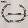 Stylish Stainless Steel Unisex Curved Bracelets with Engraved Logo