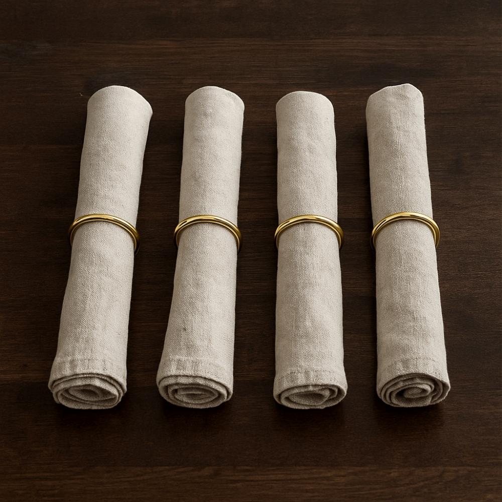 10Pcs Gold Metal Napkin Ring Minimalist Style Napkin Holder Glossy Serviette Buckles  Weddings