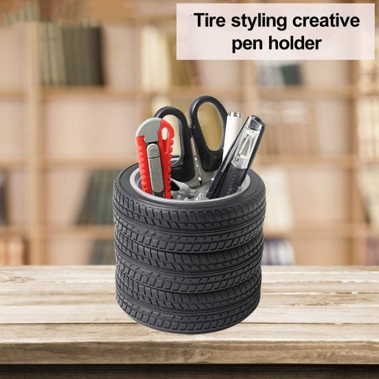 Держатель для ручки, дизайн в форме автомобильной шины, реалистичная тонкая текстура, недеформирующийся, прочный держатель для канцелярских принадлежностей