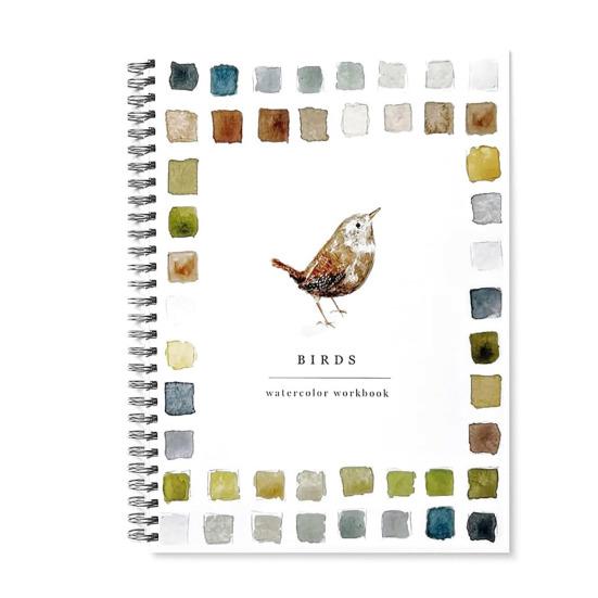 Рабочая тетрадь по акварели 12 цветов Птицы Цветы Животные Дети Акварельные краски Книга Художественные поделки Принадлежности для рисования для начинающих