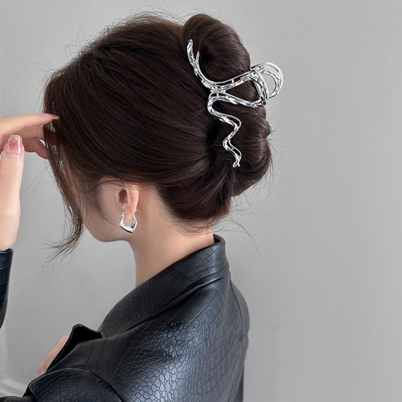 Изысканные серебряные кристаллические когти для волос, модные геометрические большие металлические заколки для волос, заколки для волос для женщин и девочек, аксессуары для волос
