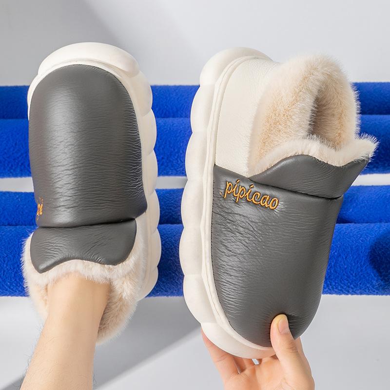 Хлопковые тапочки женские домашние туфли для послеродового периода весна, осень и зима нескользящие на толстой подошве для дома в помещении тепло пара мужские