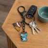 Keychain with Coffee Theme Pendant Retro Style Trendy Coffee Key Chain
