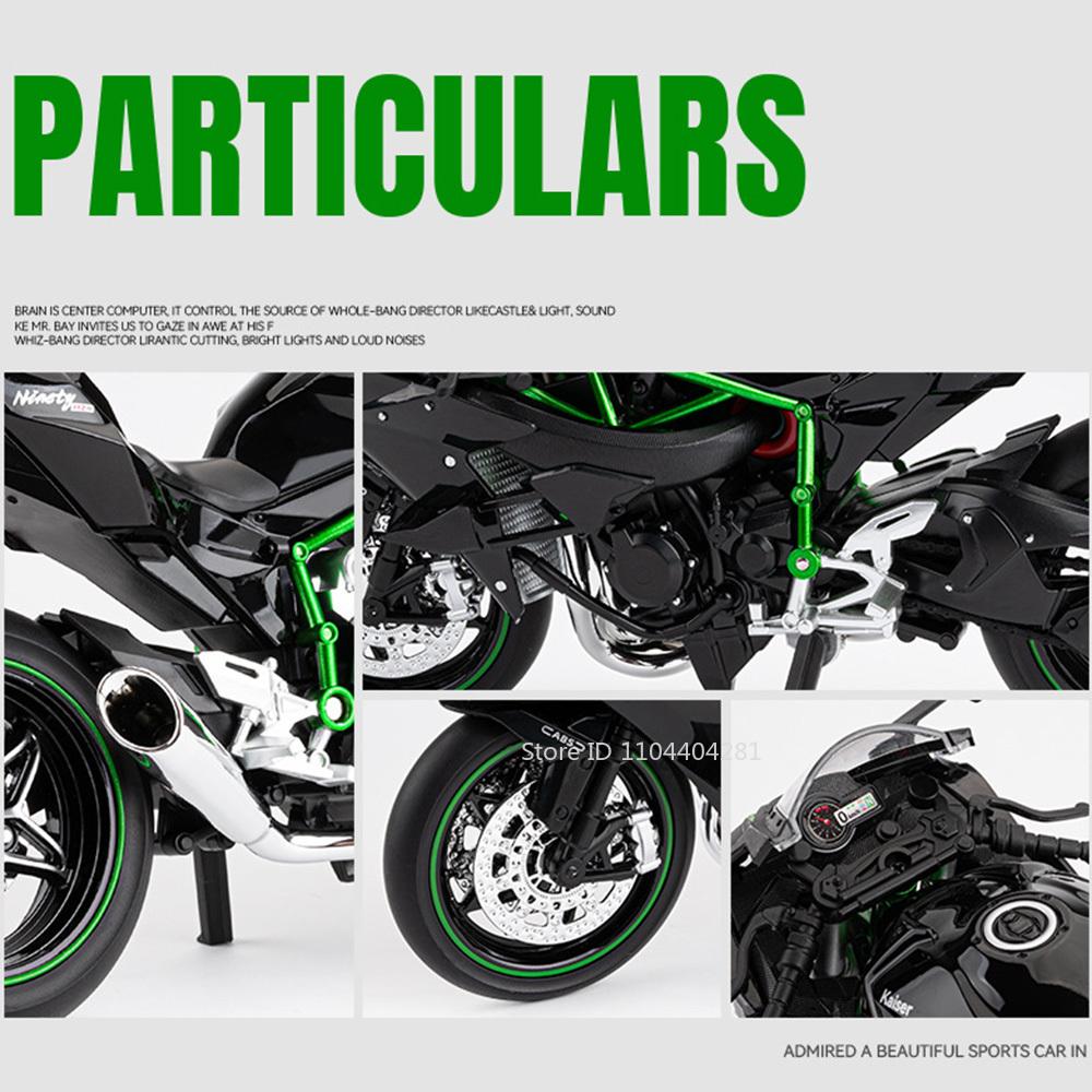 1:9 Kawasaki H2r 1000rr Сплав Мотоцикл Литые Модели Машинки Игрушки Управление Передним Колесом Звук Свет Мотоцикл Подарки на День Рождения для Мальчика