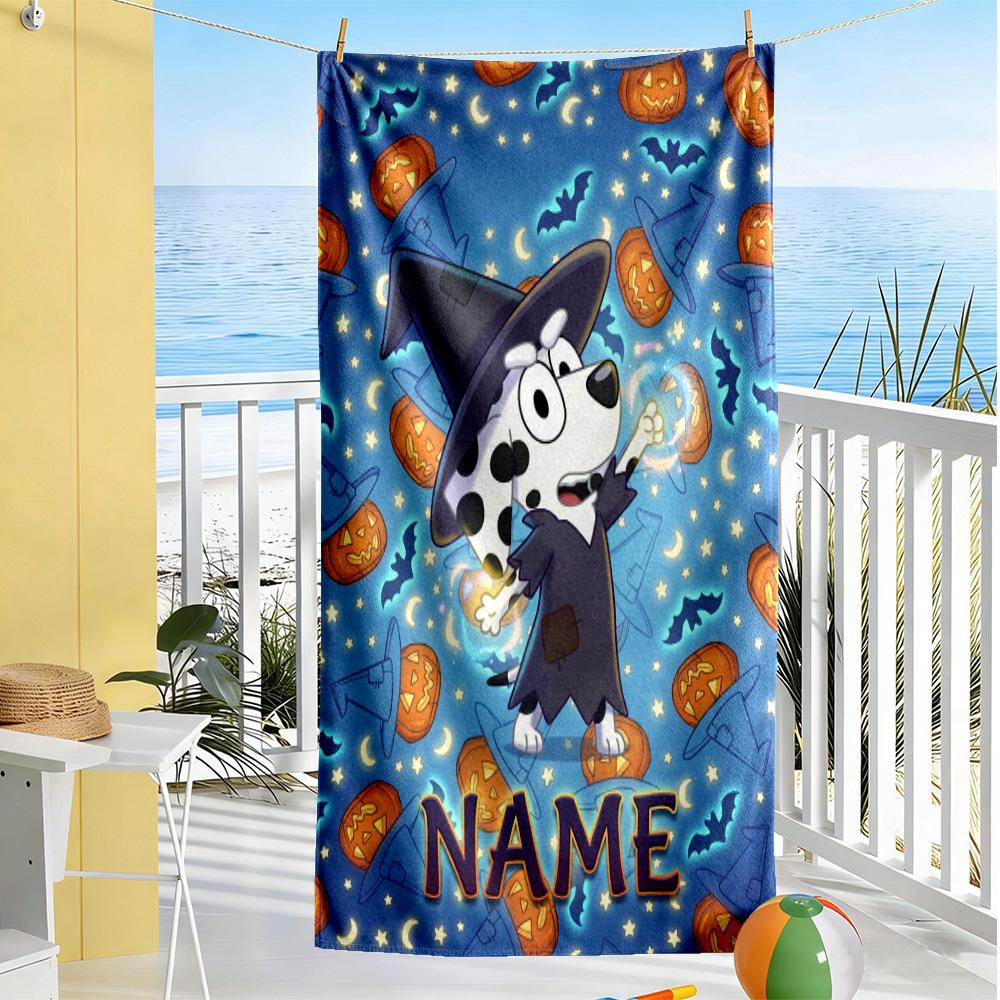 Christmas Bluey Family Personalized Text Beach Towel High Absorbency & Quick-Dry Suitable for Swimming Gym Camping Yoga Vacation