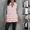 Женская мода Удобный искусственный жилет средней длины Жилет Slim Fit на молнии Большие размеры Зимняя женская одежда
