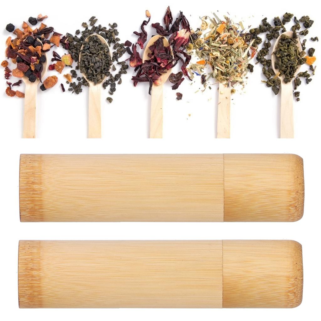 2 шт. Экологичная бамбуковая трубка, портативный цилиндр для хранения чая, мини-круглая банка для хранения специй