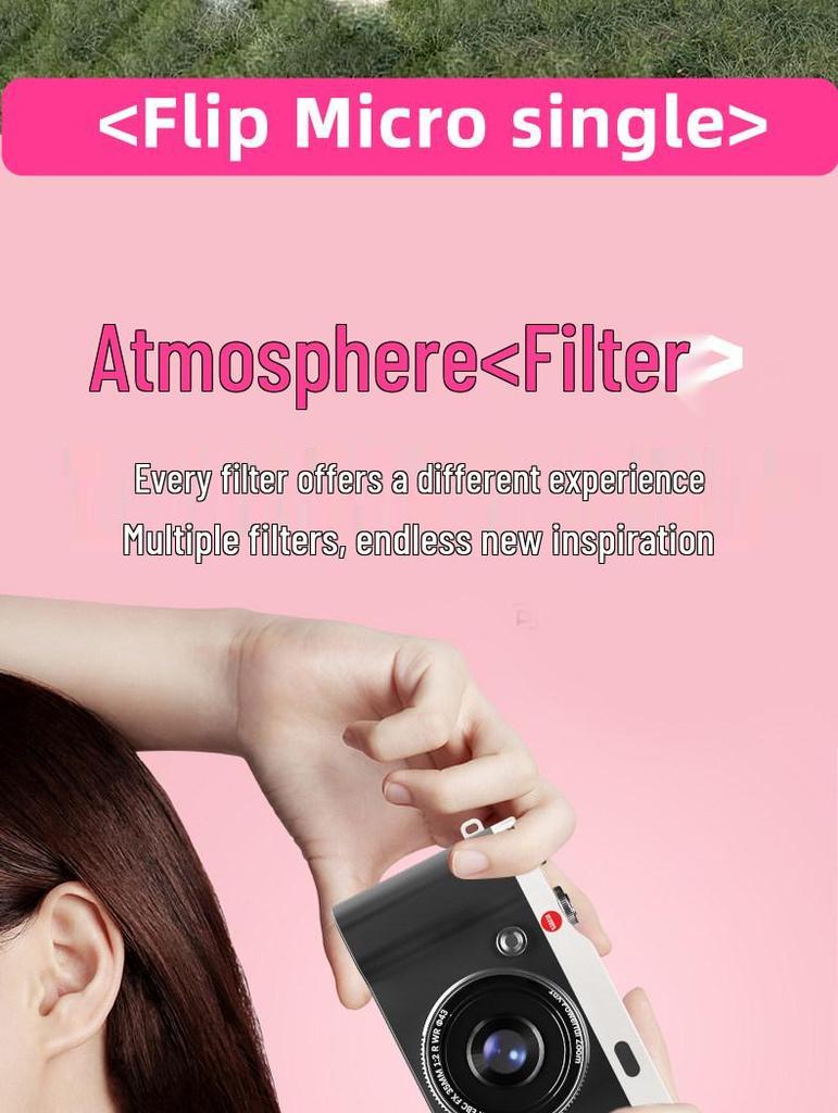 CCD Digital Camera with Dual Lenses - Retro Flip-Phone Style, Perfect for Students and Kids, Connects to Phone.