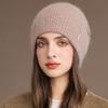 New Style Winter Women Hat Decorate Beanie Hat Simple Design Rabbit Fur Blend Warm Winter Cap Y2K Female Outdoor Knitted Hat