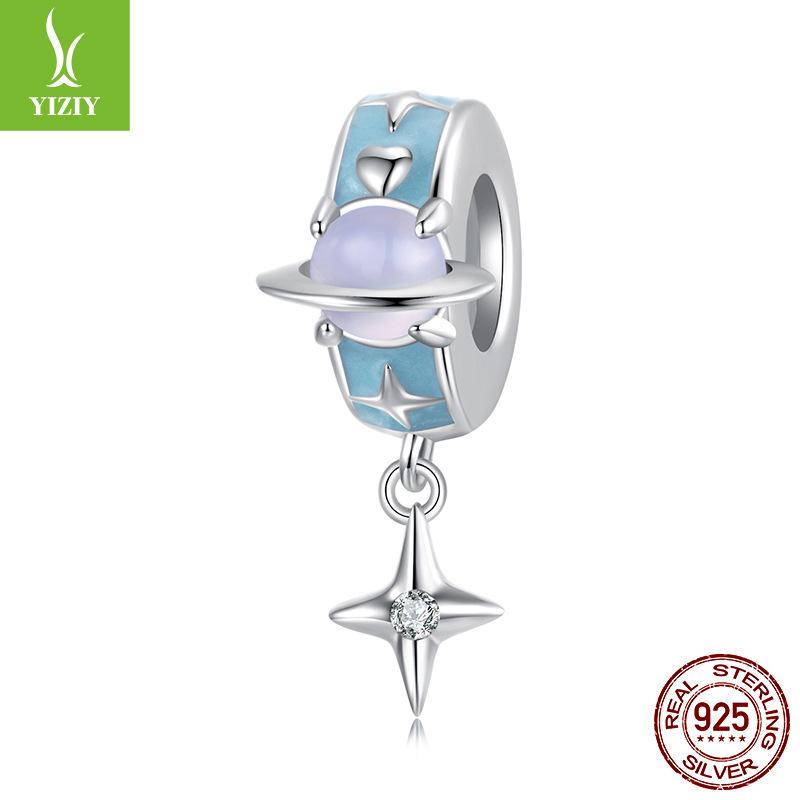 925 Silver Beads Children'S Fun Creative Blue Planet Interstellar Tour Series Diy Beaded Bracelet Accessories