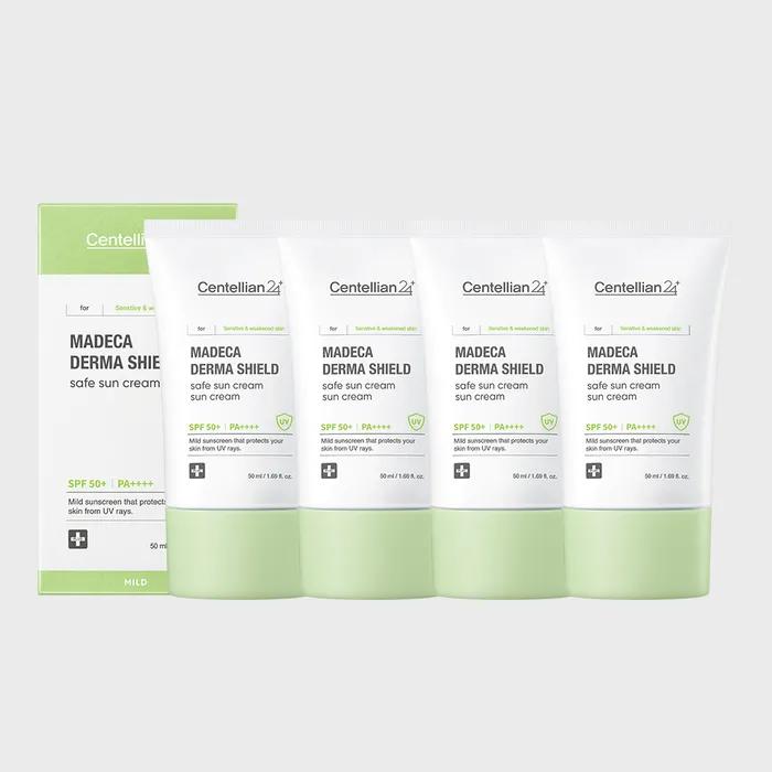 CENTELLIAN24 Madeca Derma Shield Safe Sun Cream 50ml (SPF50+) 4ea 24H UV Protection Low-irritation Mineral Sunscreen Mild