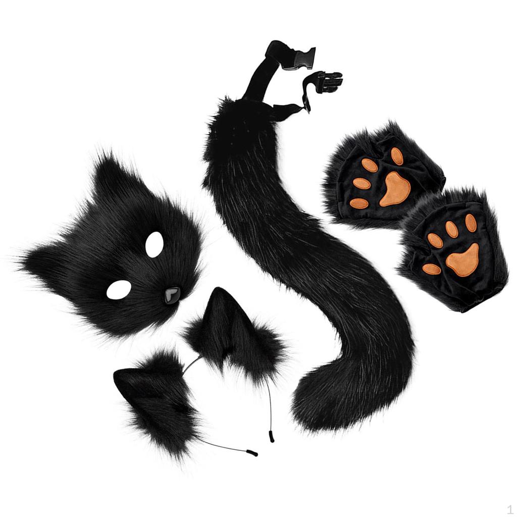 Маска и хвост в наборе для костюмированной вечеринки «Кошка для ролевой игры», «Карнавал», «Выпускной», «Ночной клуб»