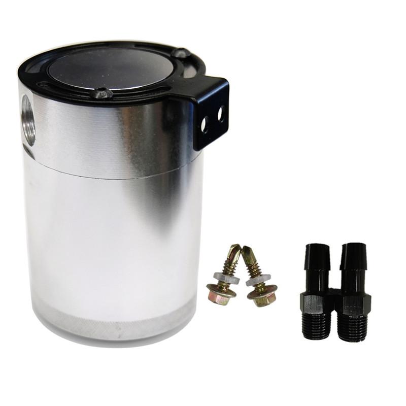 SPSLD Durable Racing Baffled 2-Port Oil Catch Can Tank Auto Vehicle Replacement Air-Oil Separator Waste Gas Oil Recover Pot