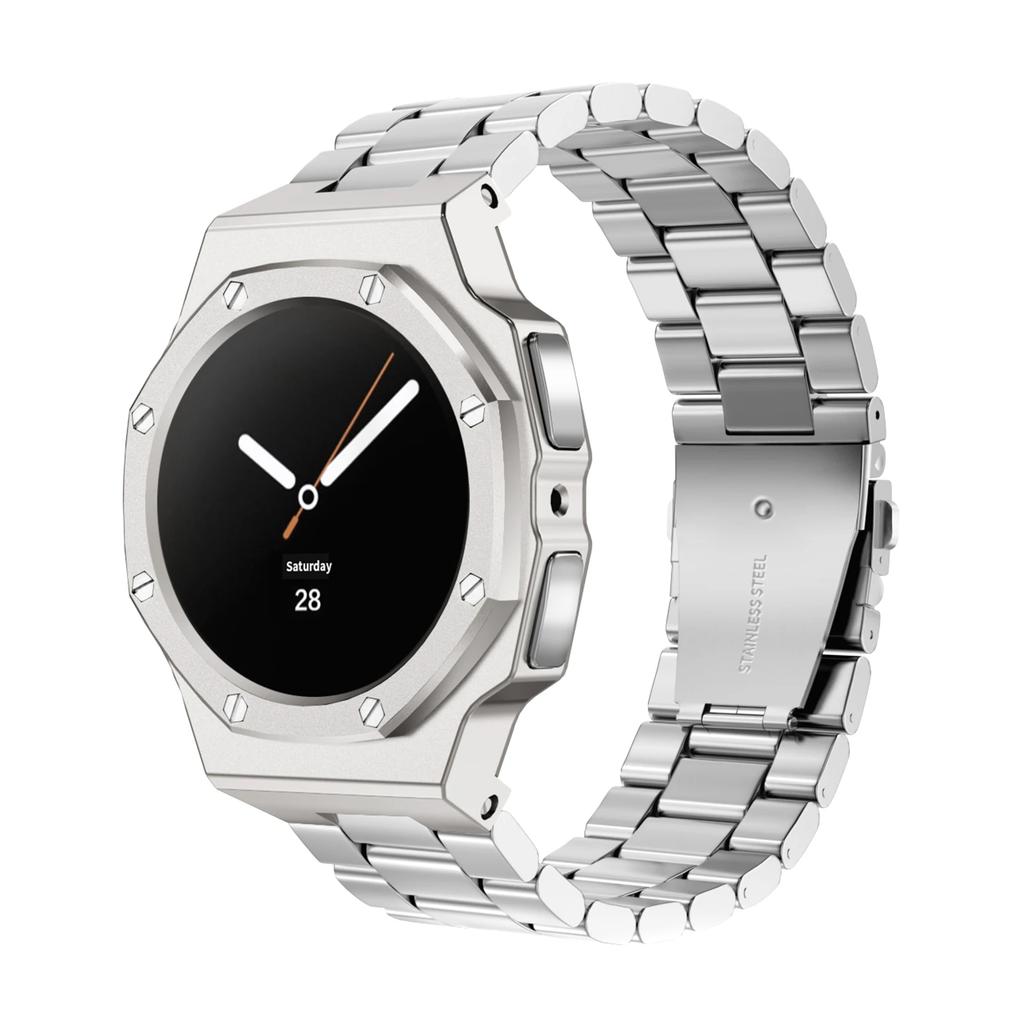 Роскошный комплект для модификации Samsung Watch 8 40 мм 44 мм Металлический корпус+Резиновый ремешок для Watch 8 Classic 46 мм Комплект для переделки Аксессуары