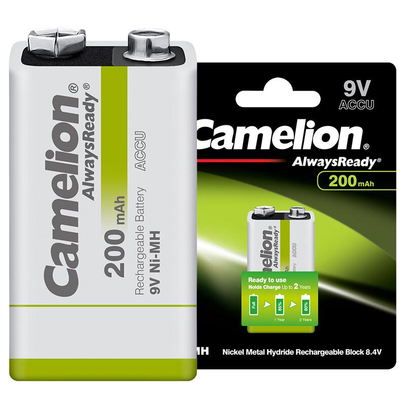 Camelion 9V 200mAh Low Self-Discharge NiMH Rechargeable Battery CN plug (adapter included)