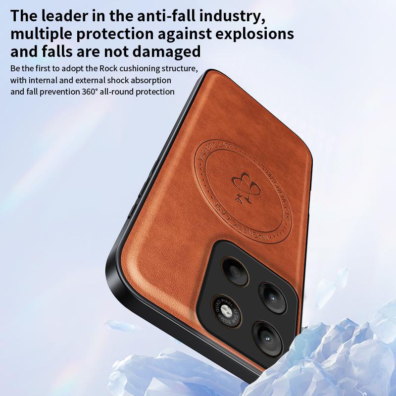 Магнитный чехол с беспроводной зарядкой для Motorola Moto G05 G15 G75 G85 5G E15 Защитная крышка из ПУ кожи Жесткая задняя панель Коке