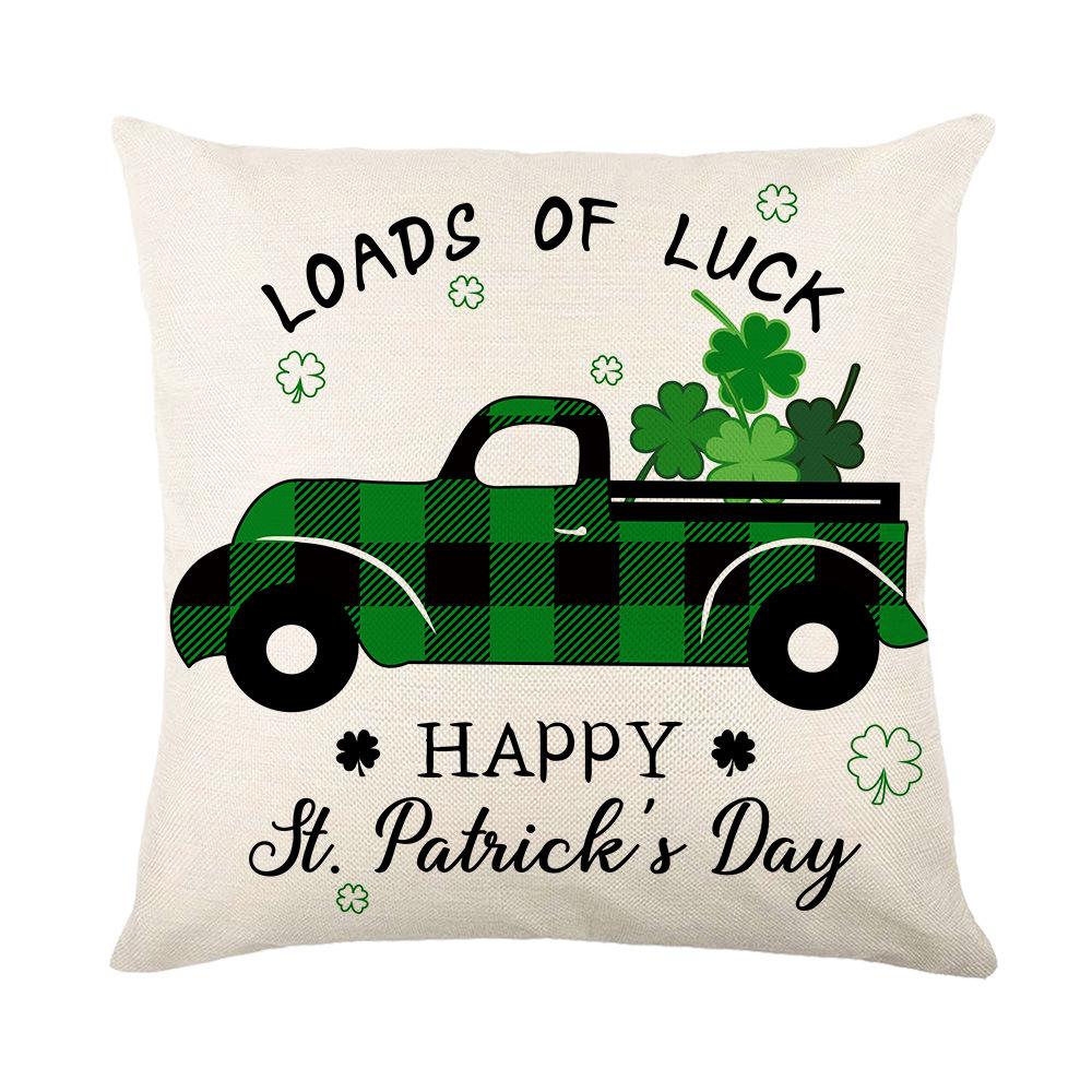 Combination Festival Cushion St. Patrick's Day Cushion Green Plaid Four-leaf Clover Sofa Cushion