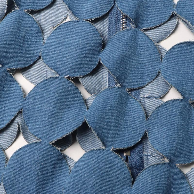 Spring 2025 Fashion: Sexy Blue Denim Tassel Suspender Dress for Women