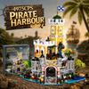 Pirate Harbour Medieval Castle Lighting Building Blocks Street View Modular Assembly Model Bricks Collection Adult Gift 4975PCS
