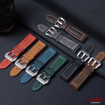 Ремешок для часов из натуральной кожи для Panerai, прошитый ремешок из коровьей кожи Crazy Horse, мужской спортивный браслет, ремешок для часов 20 мм 22 мм 24 мм