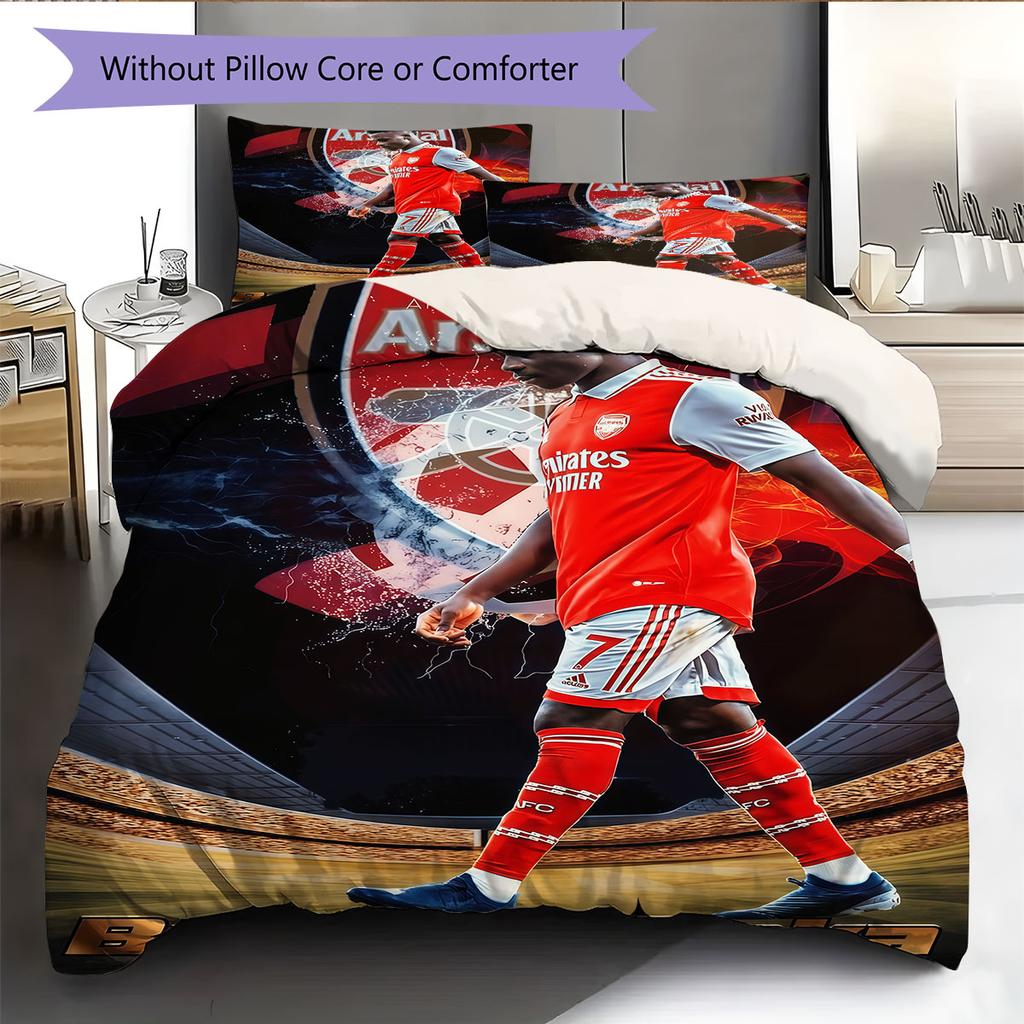 Bukayo Saka Fire Bedding Quilt Set Quilt Cover Pillowcase Home Decoration Birthday Gift (1 * duvet cover + 2 * pillowcase, without core)