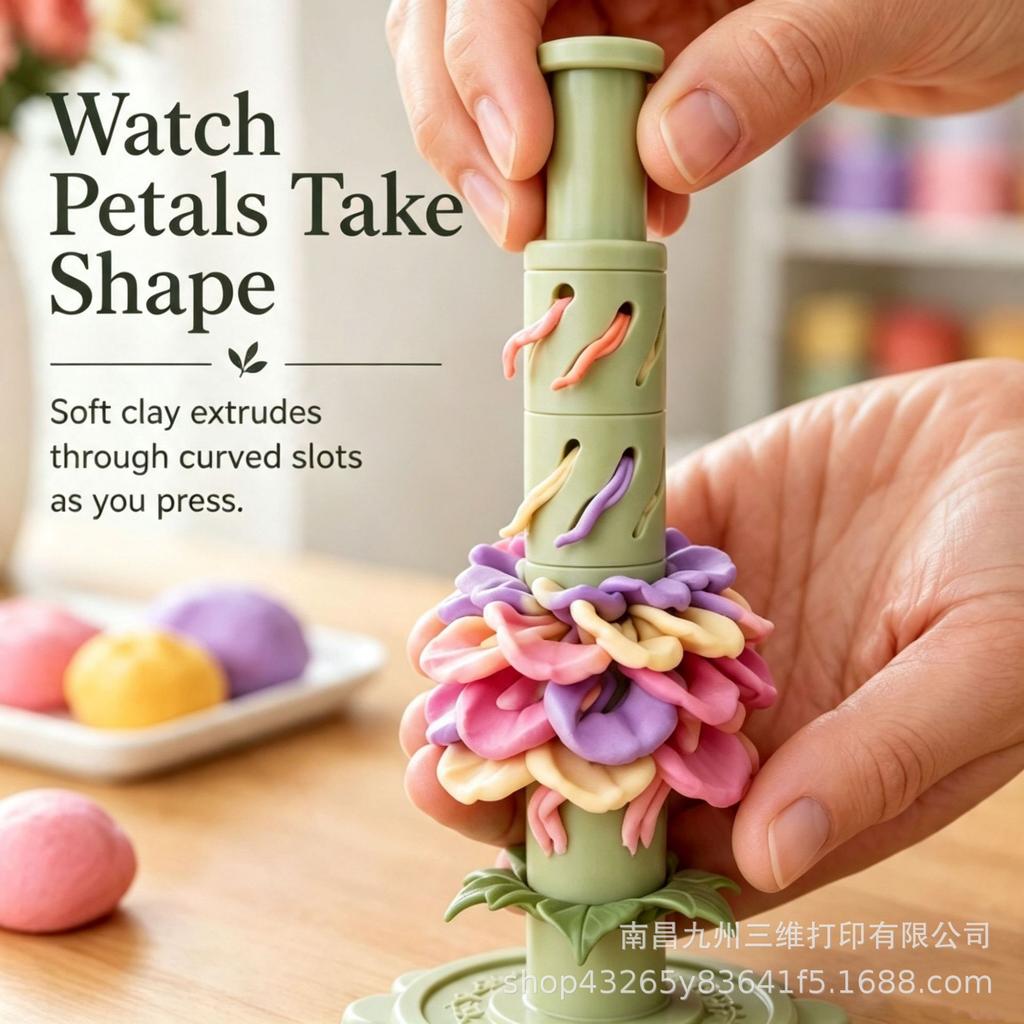 Modular Clay Bloom Maker, DIY 3D‑Printed PLA Clay Flower Forming Tool Set for Handmade Craft