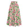Women's Ruffled Spring Casual Long Skirt Plain Color Skirt Retro Pleated Skirt