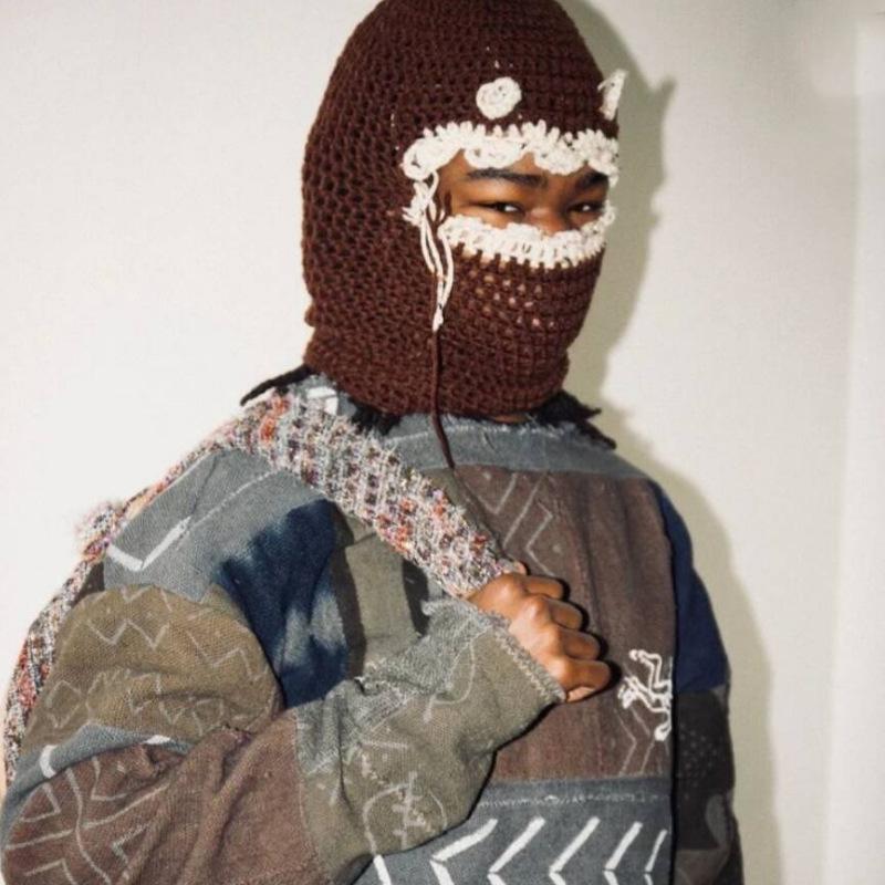 New Handmade Crocheted White Daisy Fisherman Hat with Rainbow Pattern for Adults