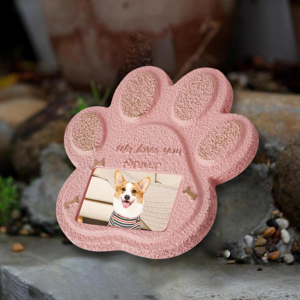 Мемориальный камень с отпечатком лапы для питомцев с фоторамкой 5,9x5,9x0,6 дюйма Подарок соболезнования